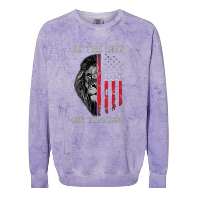 Be The Lion American Flag Vintage Colorblast Crewneck Sweatshirt