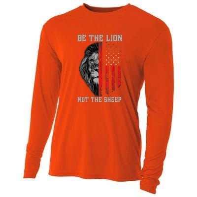 Be The Lion American Flag Vintage Cooling Performance Long Sleeve Crew