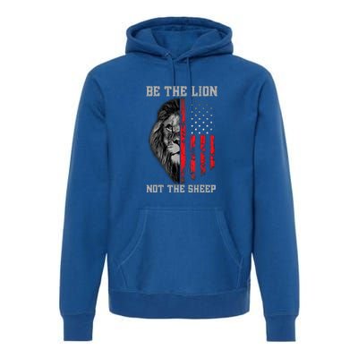 Be The Lion American Flag Vintage Premium Hoodie