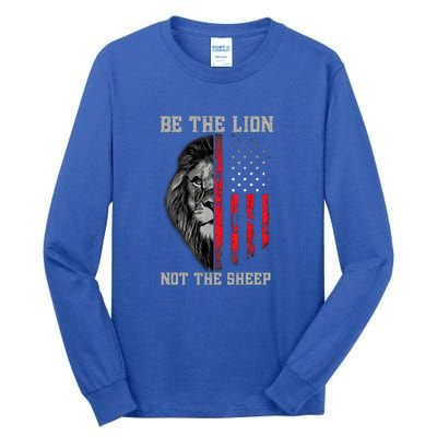 Be The Lion American Flag Vintage Tall Long Sleeve T-Shirt