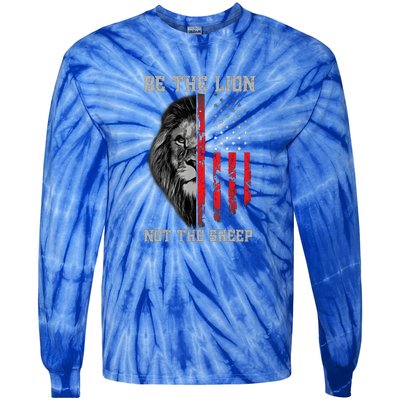 Be The Lion American Flag Vintage Tie-Dye Long Sleeve Shirt