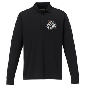 Be The Light Christmas Matthew 5:14 Performance Long Sleeve Polo