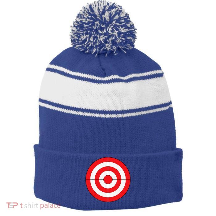 BullsEye Target Lazy DIY Halloween Costume Darts Shooting Stripe Pom Pom Beanie