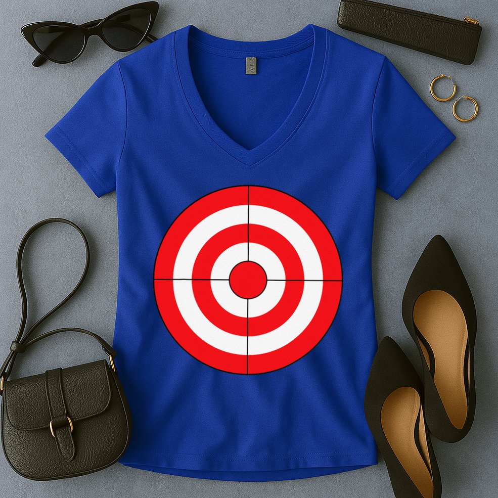BullsEye Target Lazy DIY Halloween Costume Darts Shooting Women's V-Neck T-Shirt