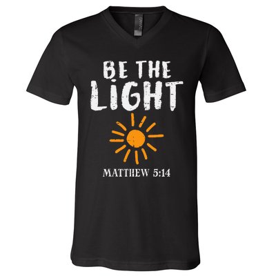 Be The Light Sun Matthew 514 Bible Christian V-Neck T-Shirt