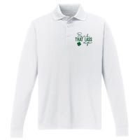 Back That Lass Up Funny St Patricks Day Offensive Performance Long Sleeve Polo