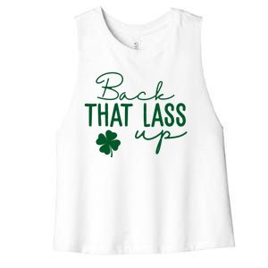 Back That Lass Up Funny St Patricks Day Offensive Women's Racerback Cropped Tank