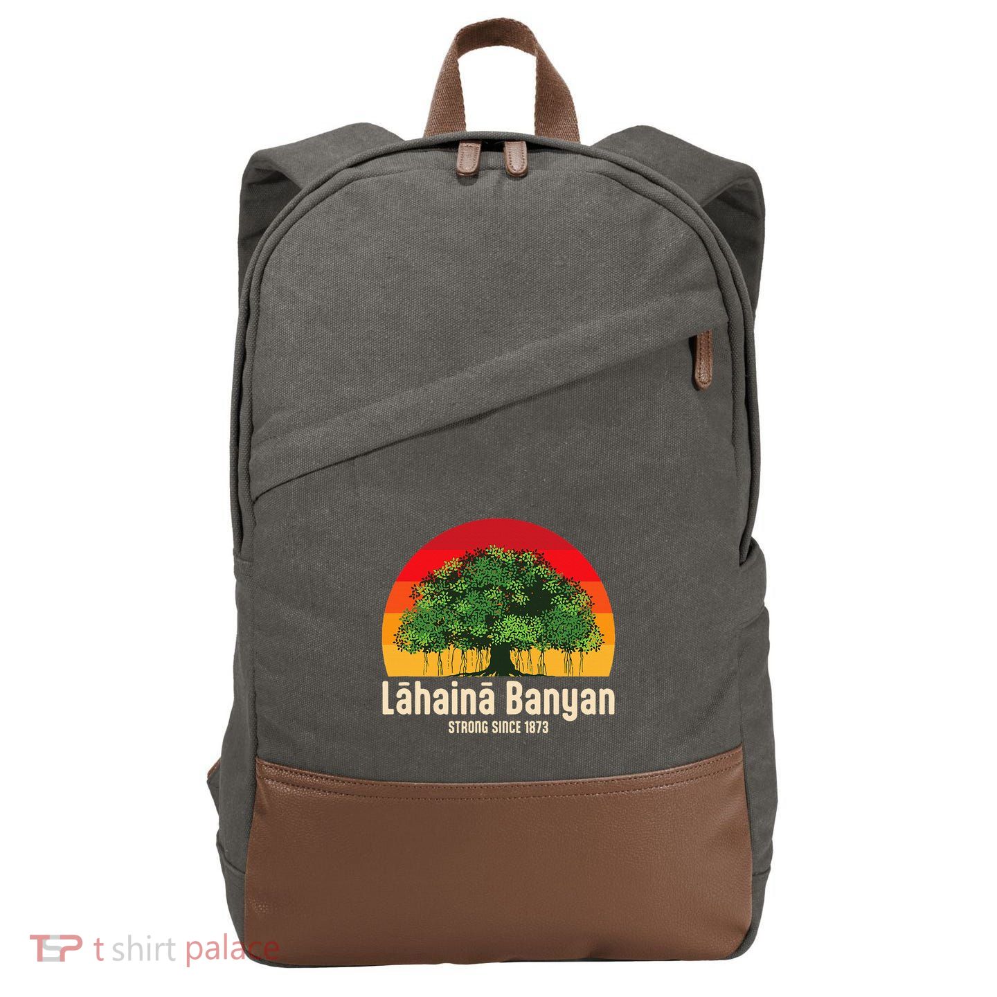 Banyan Tree Lahaina Maui Hawaii Cotton Canvas Backpack