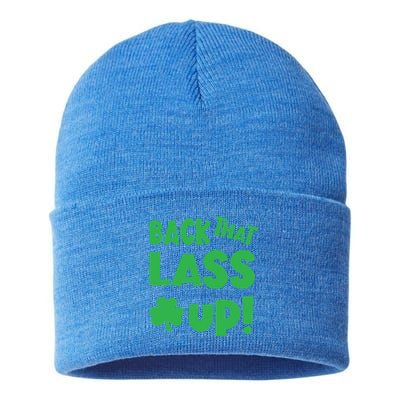 Back That Lass Up Funny St Patricks Day Gift Sustainable Knit Beanie