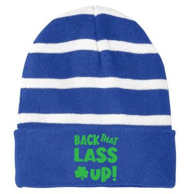 Back That Lass Up Funny St Patricks Day Gift Striped Beanie with Solid Band