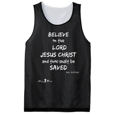 Believe The Lord Jesus Christ Thou Shalt Be Saved Acts 1631 Mesh Reversible Basketball Jersey Tank