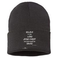 Believe The Lord Jesus Christ Thou Shalt Be Saved Acts 1631 Sustainable Knit Beanie