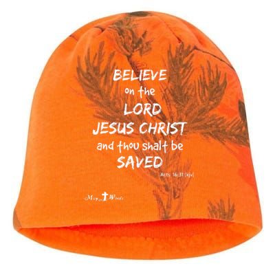 Believe The Lord Jesus Christ Thou Shalt Be Saved Acts 1631 Kati - Camo Knit Beanie