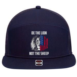 Be The Lion Not The Sheep Patriotic American Flag 7 Panel Mesh Trucker Snapback Hat