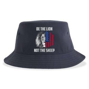 Be The Lion Not The Sheep Patriotic American Flag Sustainable Bucket Hat