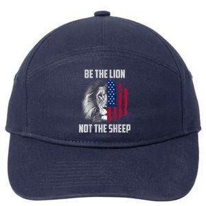 Be The Lion Not The Sheep Patriotic American Flag 7-Panel Snapback Hat