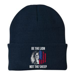 Be The Lion Not The Sheep Patriotic American Flag Knit Cap Winter Beanie