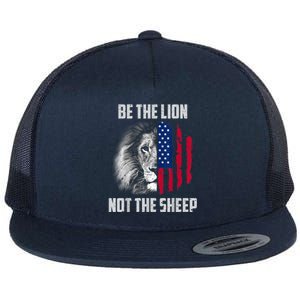 Be The Lion Not The Sheep Patriotic American Flag Flat Bill Trucker Hat