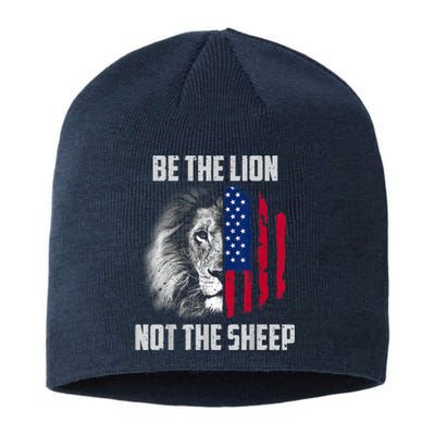 Be The Lion Not The Sheep Patriotic American Flag Sustainable Beanie