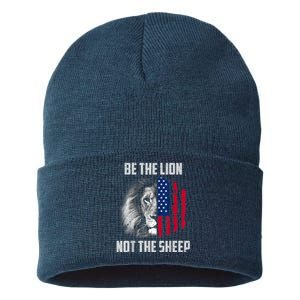 Be The Lion Not The Sheep Patriotic American Flag Sustainable Knit Beanie