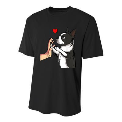 Boston Terrier Love Bostie Dog Mom Funny Girl Youth Performance Sprint T-Shirt
