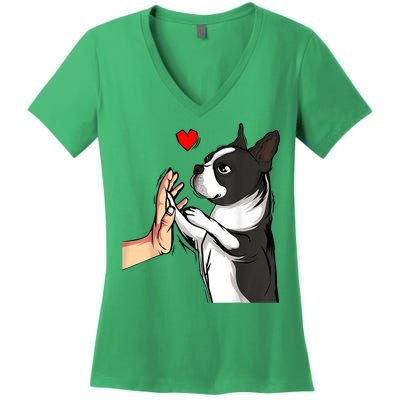 Boston Terrier Love Bostie Dog Mom Funny Girl Women's V-Neck T-Shirt