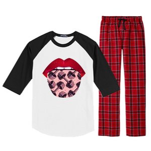 Bodybuilding Tongue Lifting Weights Gym Fitness Bodybuilder Cute Gift Raglan Sleeve Pajama Set