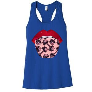 Bodybuilding Tongue Lifting Weights Gym Fitness Bodybuilder Cute Gift Women's Racerback Tank