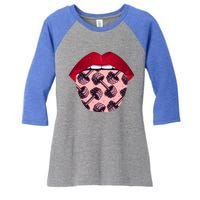 Bodybuilding Tongue Lifting Weights Gym Fitness Bodybuilder Cute Gift Women's Tri-Blend 3/4-Sleeve Raglan Shirt