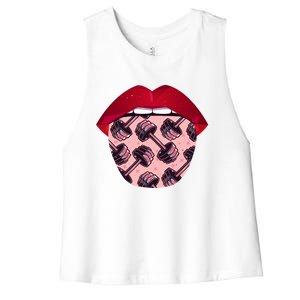 Bodybuilding Tongue Lifting Weights Gym Fitness Bodybuilder Cute Gift Women's Racerback Cropped Tank