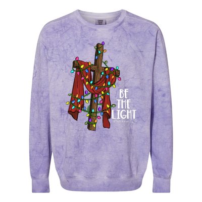 Be The Light Matthew 5 14 Christmas Jesus Cross Colorblast Crewneck Sweatshirt