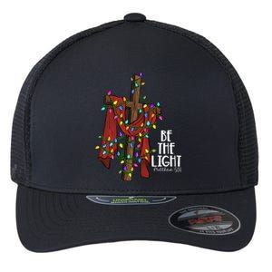 Be The Light Matthew 5 14 Christmas Jesus Cross Flexfit Unipanel Trucker Cap