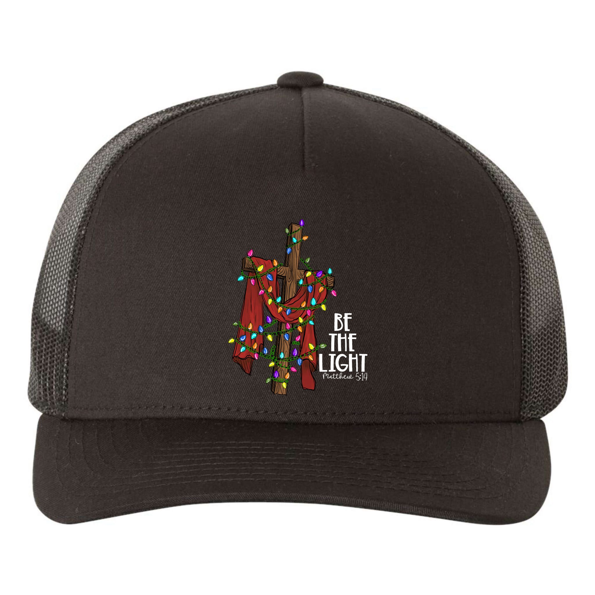 Be The Light Matthew 5 14 Christmas Jesus Cross Yupoong Adult 5-Panel Trucker Hat