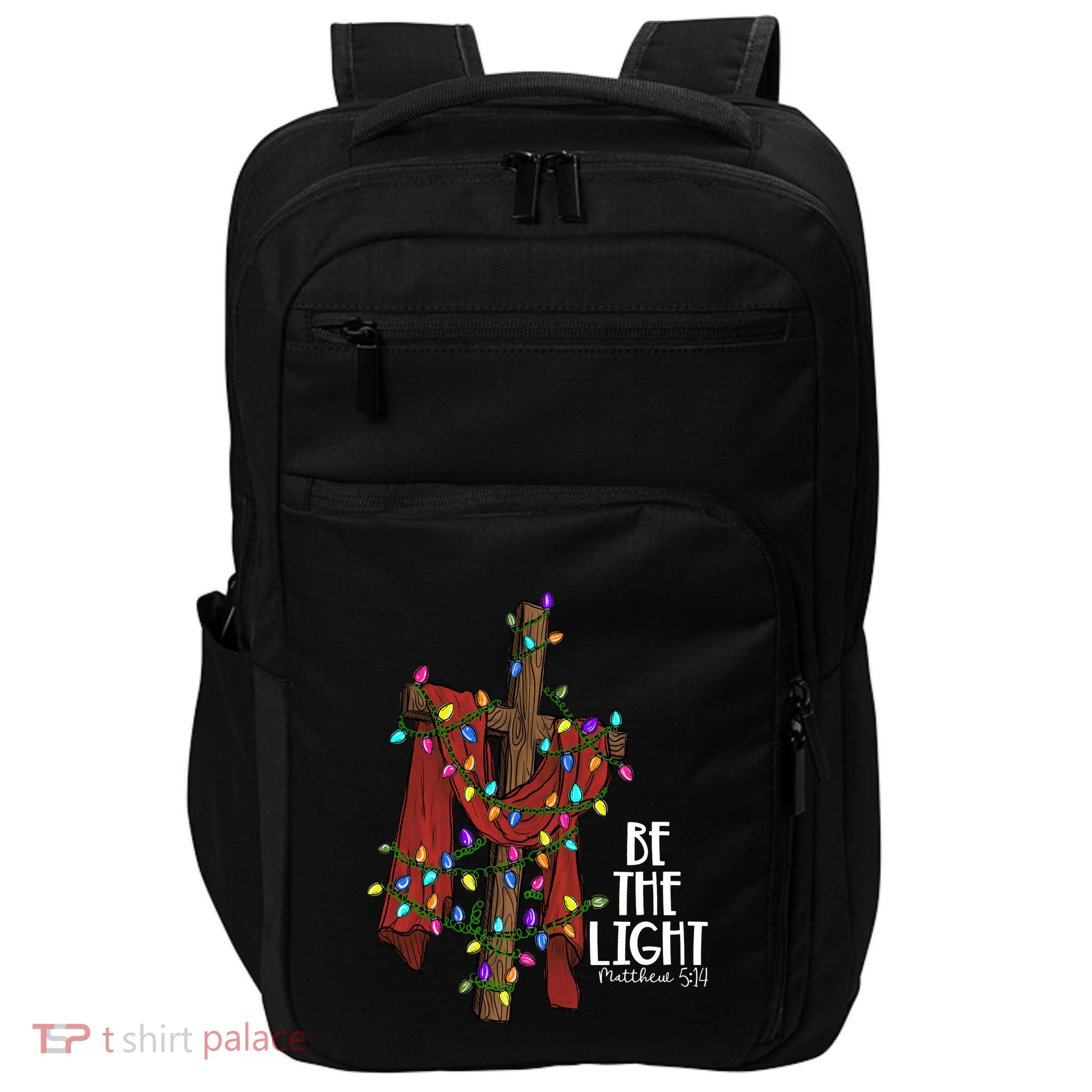 Be The Light Matthew 5 14 Christmas Jesus Cross Impact Tech Backpack