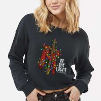 Be The Light Matthew 5 14 Christmas Jesus Cross Cropped Pullover Crew