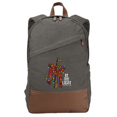 Be The Light Matthew 5 14 Christmas Jesus Cross Cotton Canvas Backpack