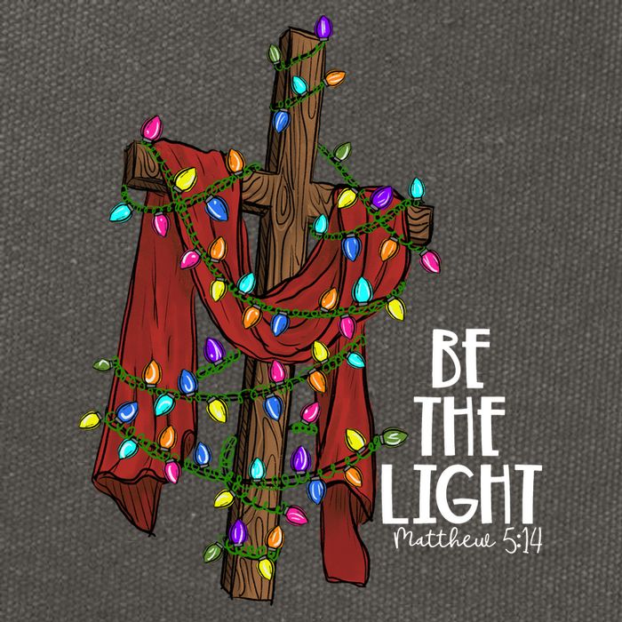 Be The Light Matthew 5 14 Christmas Jesus Cross Cotton Canvas Backpack