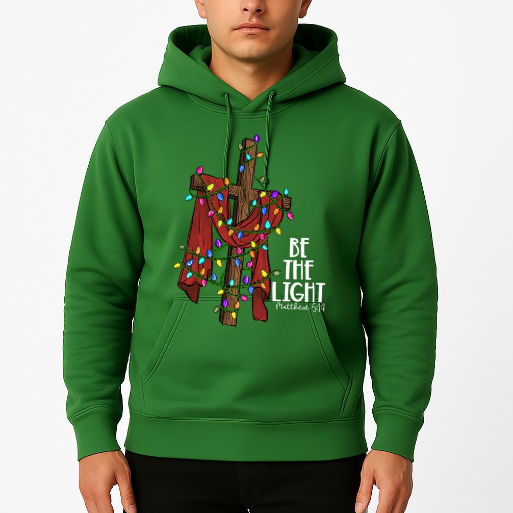 Be The Light Matthew 5 14 Christmas Jesus Cross Hoodie