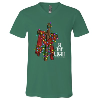 Be The Light Matthew 5 14 Christmas Jesus Cross V-Neck T-Shirt