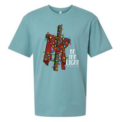 Be The Light Matthew 5 14 Christmas Jesus Cross Sueded Cloud Jersey T-Shirt