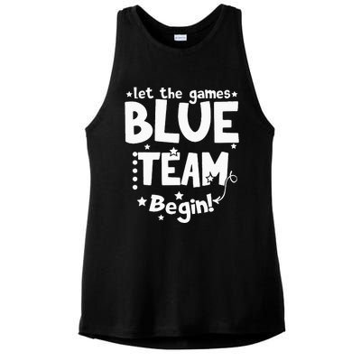 Blue Team Let The Games Begin Field Trip Day Ladies PosiCharge Tri-Blend Wicking Tank