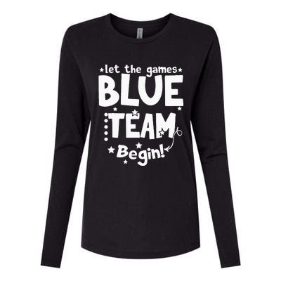 Blue Team Let The Games Begin Field Trip Day Womens Cotton Relaxed Long Sleeve T-Shirt