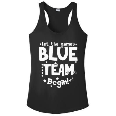 Blue Team Let The Games Begin Field Trip Day Ladies PosiCharge Competitor Racerback Tank