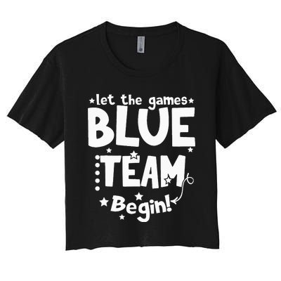 Blue Team Let The Games Begin Field Trip Day Women's Crop Top Tee