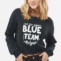 Blue Team Let The Games Begin Field Trip Day Cropped Pullover Crew