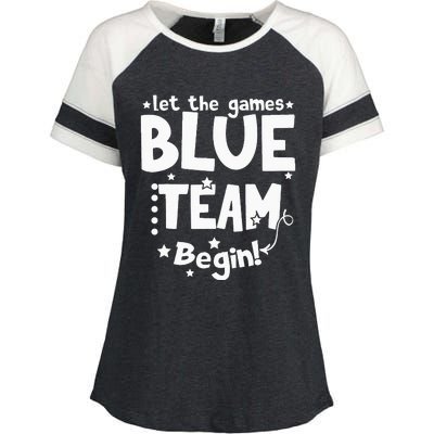 Blue Team Let The Games Begin Field Trip Day Enza Ladies Jersey Colorblock Tee