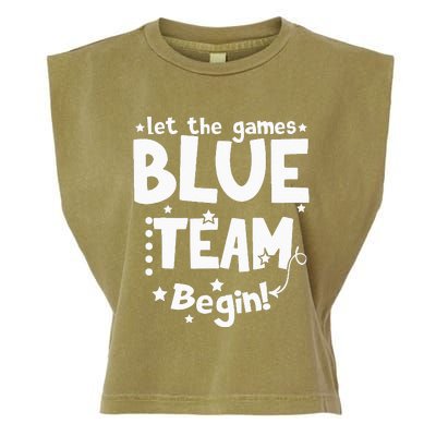 Blue Team Let The Games Begin Field Trip Day Garment-Dyed Women's Muscle Tee