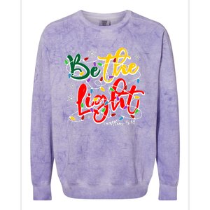 Be The Light Matthew 5 14 Jesus Christmas Lights Colorblast Crewneck Sweatshirt