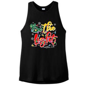 Be The Light Matthew 5 14 Jesus Christmas Lights Ladies PosiCharge Tri-Blend Wicking Tank