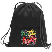 Be The Light Matthew 5 14 Jesus Christmas Lights Sweatshirt Cinch Pack Bag